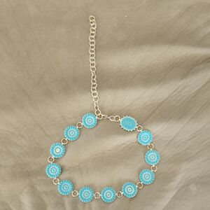 Turquoise and Silver Statement Belt with Adjustable Chain